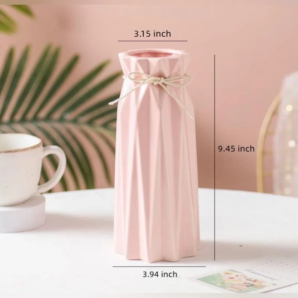 Ceramic pPnk Flower Vase  9.5 inch Tall - Picture 6 of 6